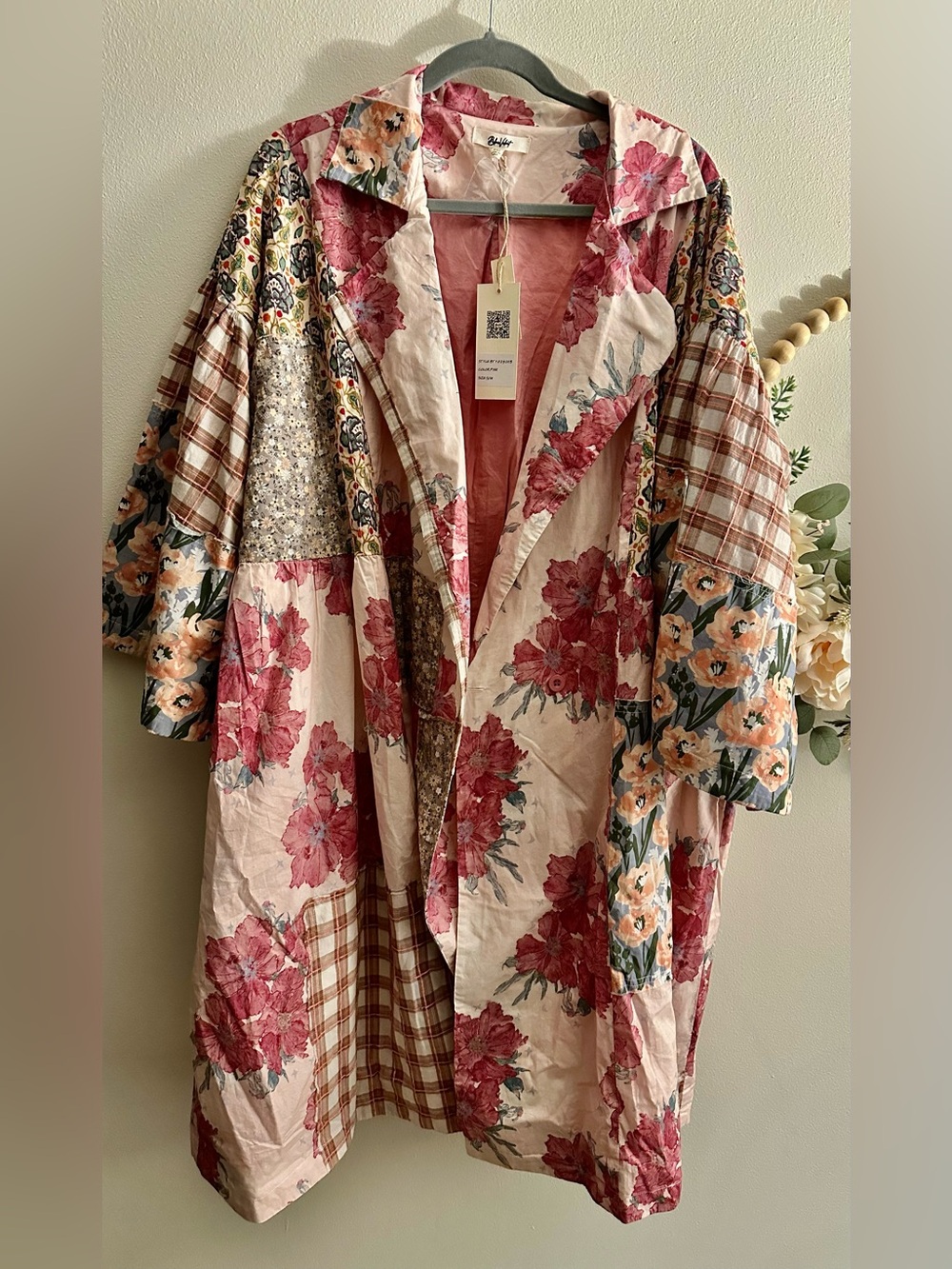 NWT Boho Patchwork Floral Kimono Jacket - S/M
